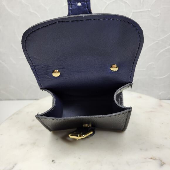 Vintage Italian Mini Black Leather Top Handle Bag Gold Buckle Made in Italy - Picture 13 of 16